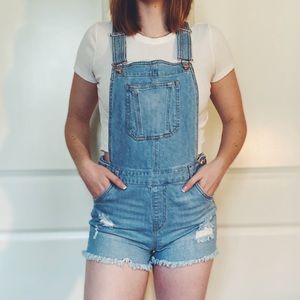 jean short overalls